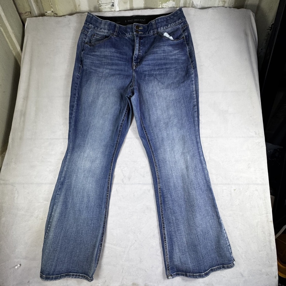 Lane Bryant Womens Bootcut Jeans Blue Denim High Rise Stretch Outdoor 18 Regular